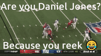 Football Game Screenshot Saying Are You Daniel Jones Because You Reek GIF