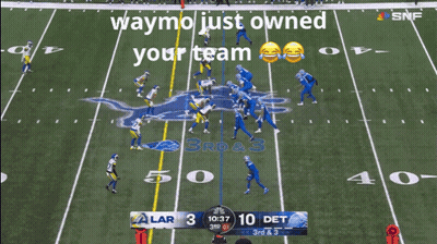 Football Game Screenshot Saying Waymo Just Owned Your Team GIF