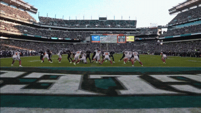Football Game With Eagles Logo On Field GIF