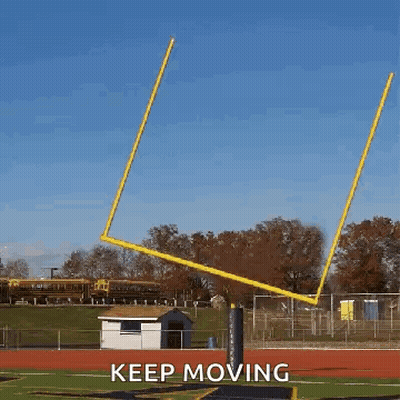 Football Goal Post Saying Keep Moving GIF