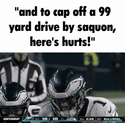 Football Player And To Cap Off A 99 Yard Drive By Saquon Here's Hurts GIF