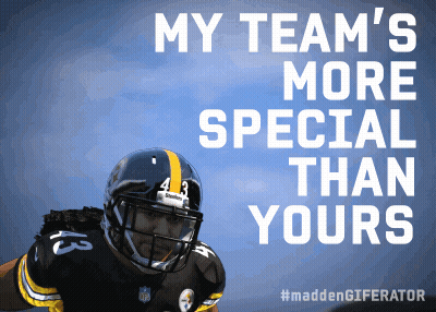 Football Player Black Yellow Helmet My Team's More Special Than Yours GIF