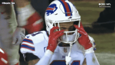 Football Player Buffalo Bills Helmet Covering Eyes GIF