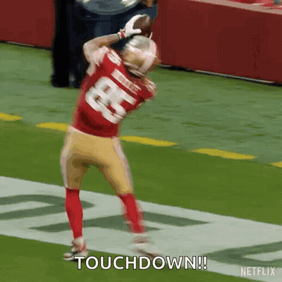 Football Player Catching Ball Saying Touchdown GIF