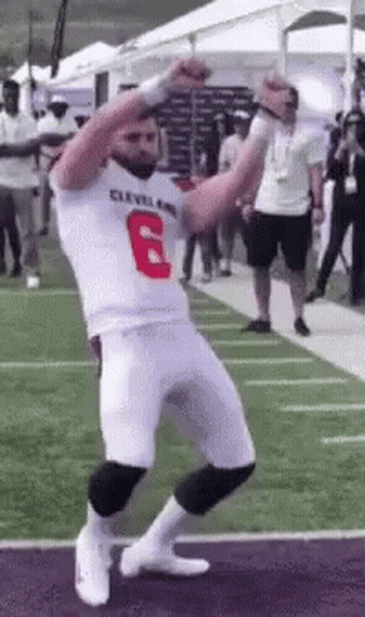 Football Player Dancing In White Jersey Number 6 GIF