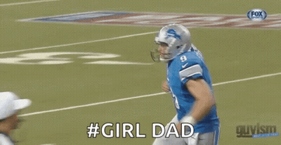 Football Player Giving High Five To Referee Says #Girl Dad GIF