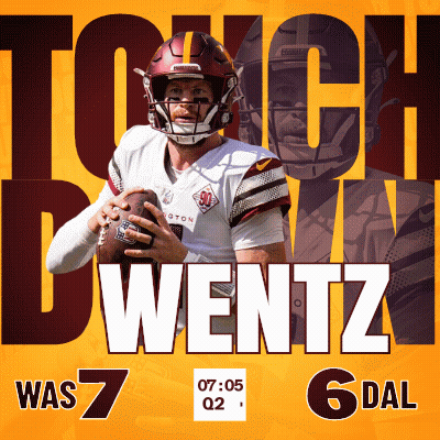 Football Player Holding Ball In Front Of Touch Down Was 7 Sign GIF
