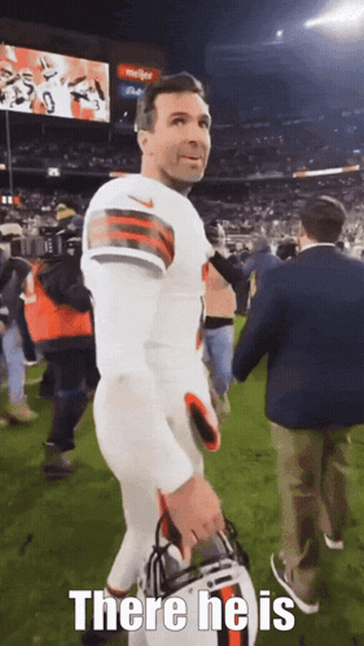 Football Player Holding Helmet Saying There He Is GIF
