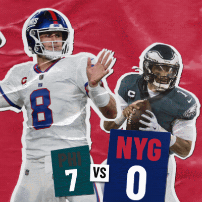 Football Player Holding NYG 7 Vs 0 Sign GIF