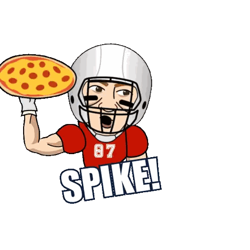 Football Player Holding Pizza Spike Sticker