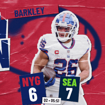 Football Player Holding Sign Nyg 6 Sea 7 GIF