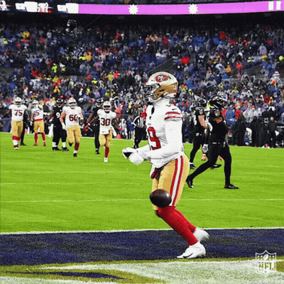 Football Player In 49Ers Uniform Running With Ball GIF
