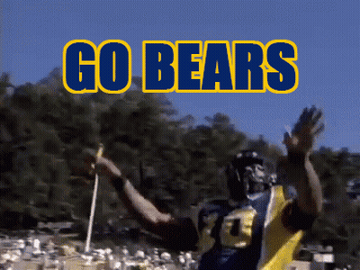 Football Player In Blue And Yellow Uniform Saying Go Bears GIF
