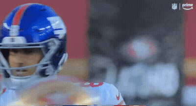 Football Player In Blue Giants Helmet GIF