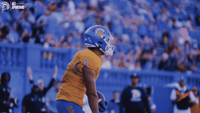 Football Player In Blue Helmet Number 6 GIF