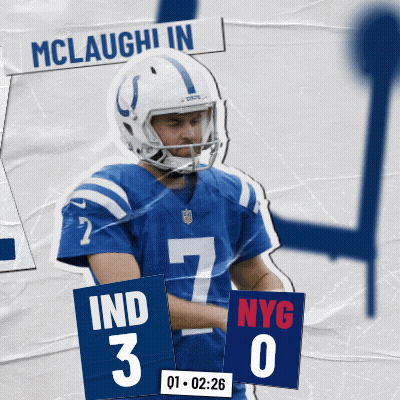Football Player In Blue Holding NYG Sign GIF