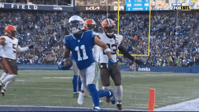 Football Player In Blue Jersey Number 11 GIF
