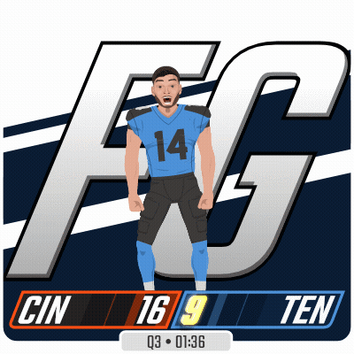 Football Player In Blue Jersey Number 14 GIF