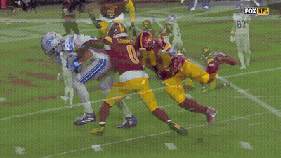 Football Player In Blue Jersey Number 14 GIF