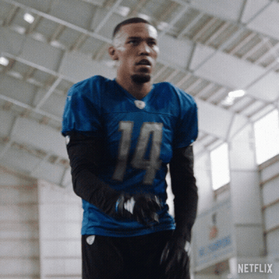 Football Player In Blue Jersey Number 14 GIF