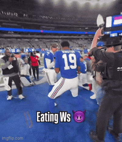 Football Player In Blue Jersey Number 19 GIF