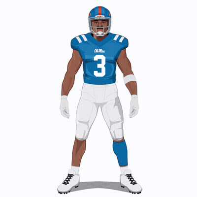 Football Player In Blue Jersey Number 3 GIF