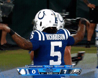 Football Player In Blue Jersey Number 5 GIF
