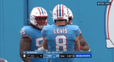 Football Player In Blue Jersey Number 66 GIF