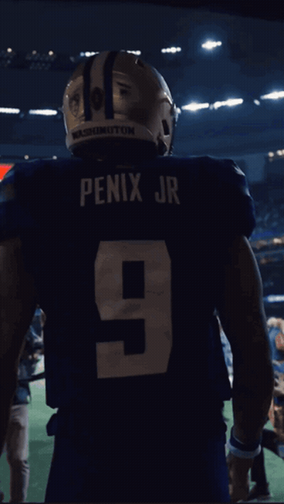 Football Player In Blue Jersey Penix Jr GIF