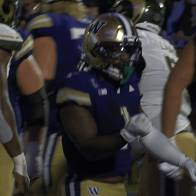Football Player In Blue Jersey With Letter W GIF