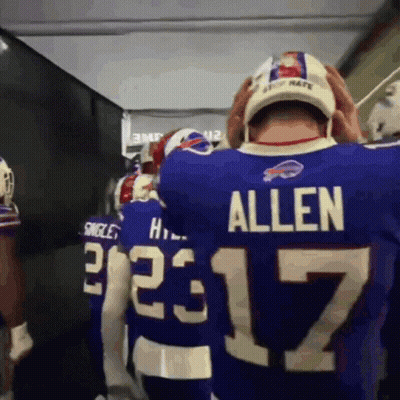 Football Player In Blue Jersey With Name Allen GIF