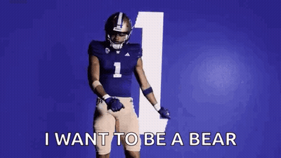 Football Player In Blue Uniform Dancing Saying I Want To Be A Bear GIF