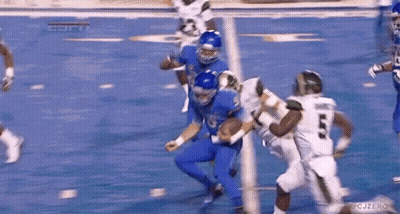 Football Player In Blue Uniform Number 3 GIF