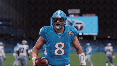 Football Player In Blue Uniform Number 8 GIF