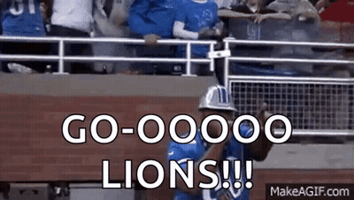 Football Player In Blue Uniform Says Go Lions GIF