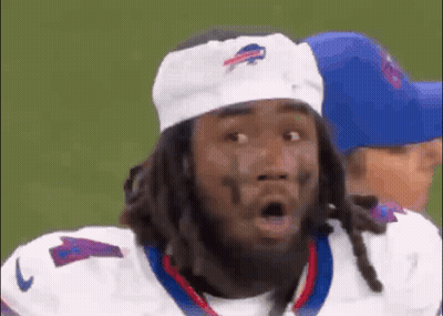 Football Player In Buffalo Bills Headband Surprised GIF