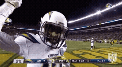 Football Player In Chargers Helmet And Jersey GIF