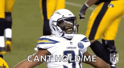 Football Player In Chargers Uniform Says Cant Hold Me GIF
