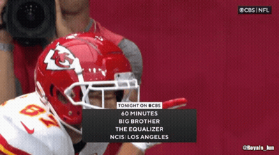 Football Player In Chiefs Helmet Interviewed On CBS GIF