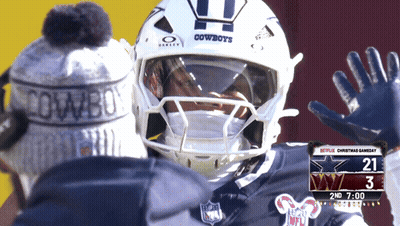 Football Player In Cowboys Helmet With Man In Cowboys Hat GIF