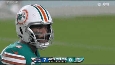 Football Player In Dolphins Helmet On Field GIF