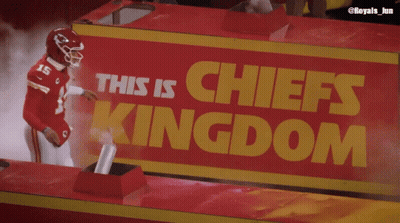 Football Player In Front Of Chiefs Kingdom Sign GIF