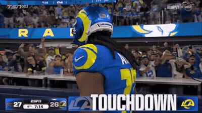 Football Player In Front Of Crowd Saying Touchdown GIF