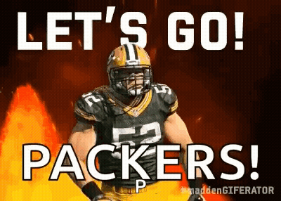 Football Player In Front Of Fire Saying Let's Go Packers GIF