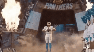 Football Player In Front Of Panthers Entrance GIF