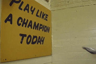 Football Player In Front Of Play We A Champion Today Sign GIF