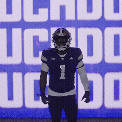 Football Player In Front Of UC Logo GIF