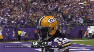 Football Player In Green Bay Packers Helmet GIF