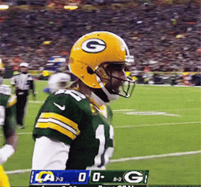 Football Player In Green Bay Packers Helmet GIF