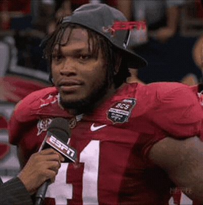 Football Player In Hat Interviewed By ESPN Reporter GIF